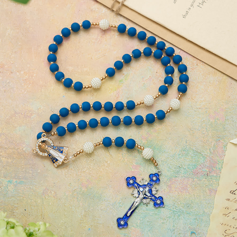 Christianartworkshop Matte Blue Rubber Bead Rosary with Our Lady of Aparecida Medal - image 4
