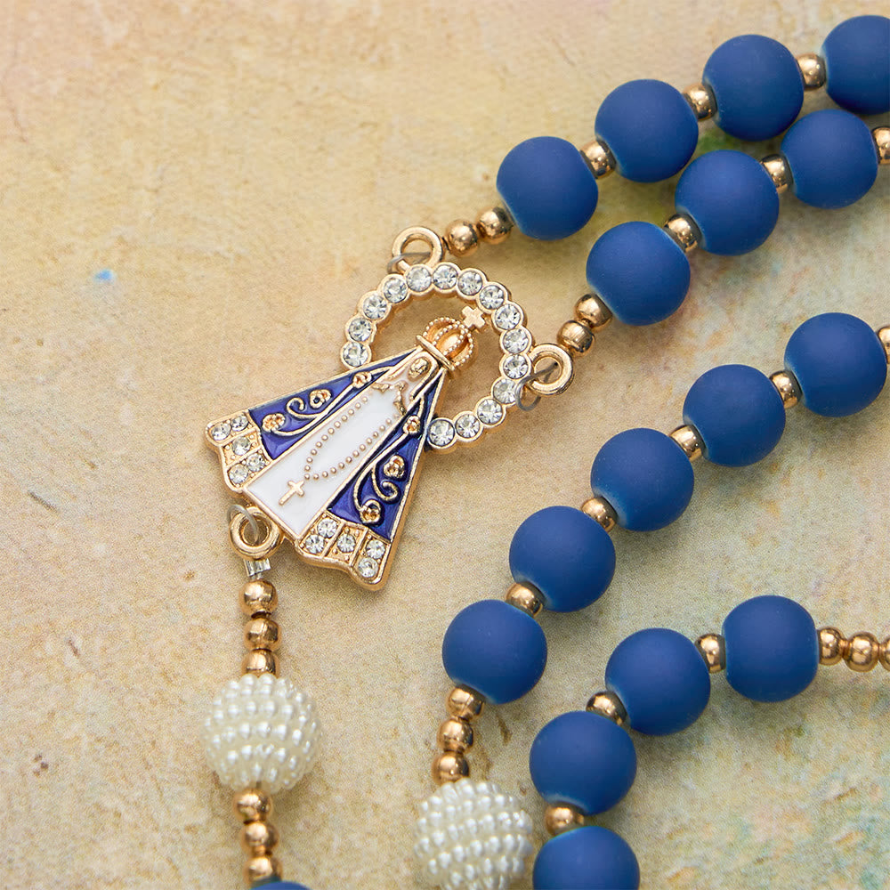 Christianartworkshop Matte Blue Rubber Bead Rosary with Our Lady of Aparecida Medal - image 7