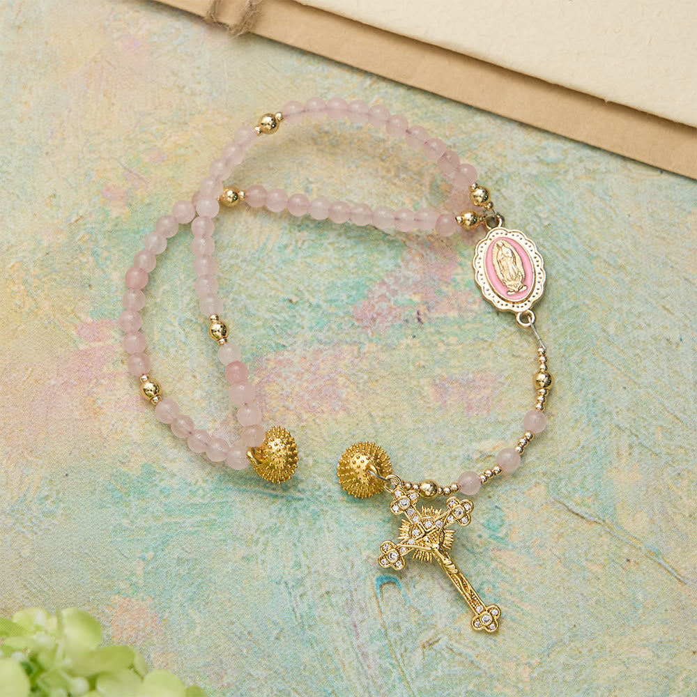 Christianartworkshop Magnetic Strawberry Agate Rosary Bracelet: Emblem of Divine Grace & Purity - image 3