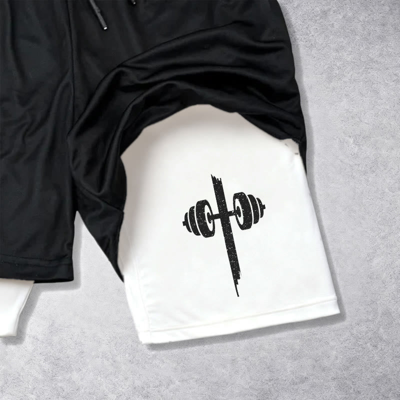 Christianartworkshop Ephesians 6:10 Strong In The Lord Barbell Cross Performance Shorts - image 4