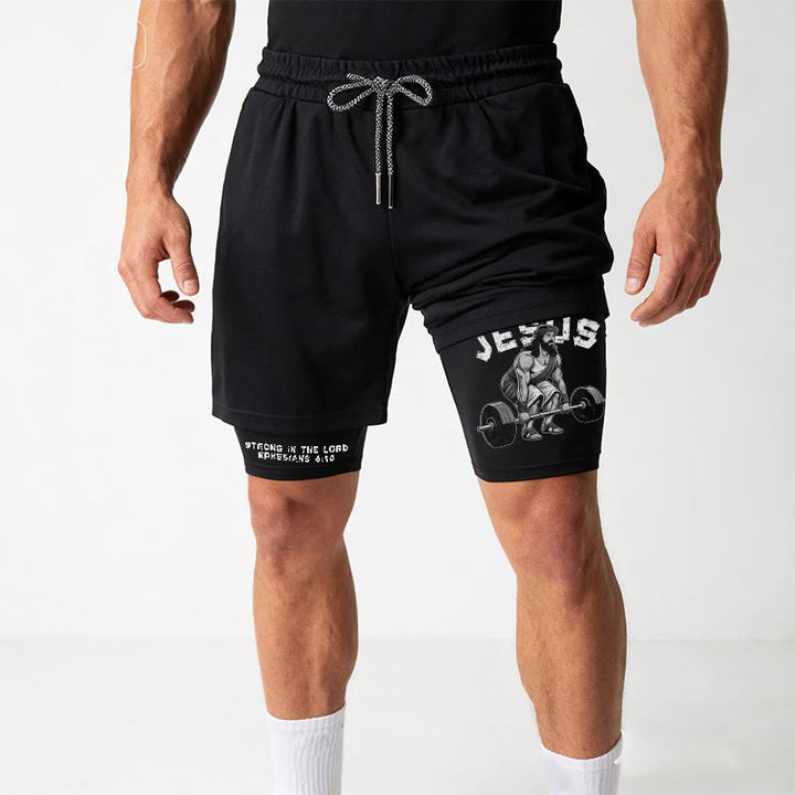 Christianartworkshop Ephesians 6:10 Jesus Weightlifting Performance Shorts - image 12