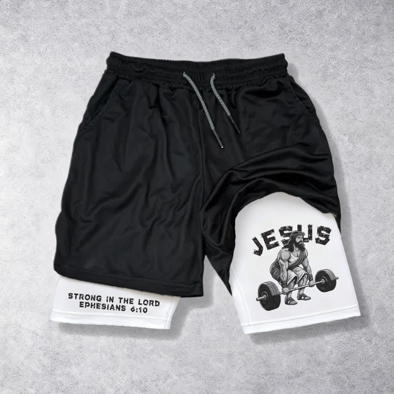 Christianartworkshop Ephesians 6:10 Jesus Weightlifting Performance Shorts - image 4