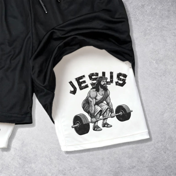 Christianartworkshop Ephesians 6:10 Jesus Weightlifting Performance Shorts - image 5