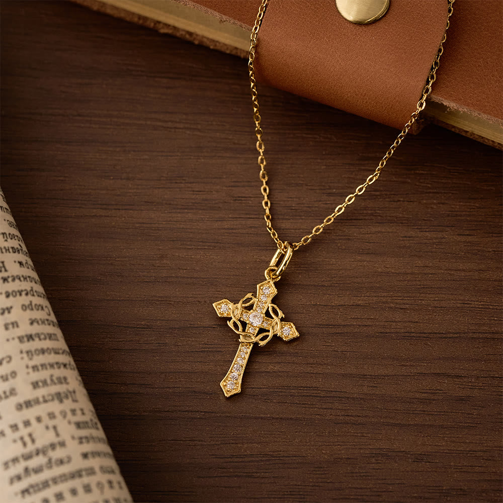 Christianartworkshop Sparkling Geometric Cross Necklace: A Symbol of Eternal Hope And Divine Protection - Gold - image 2