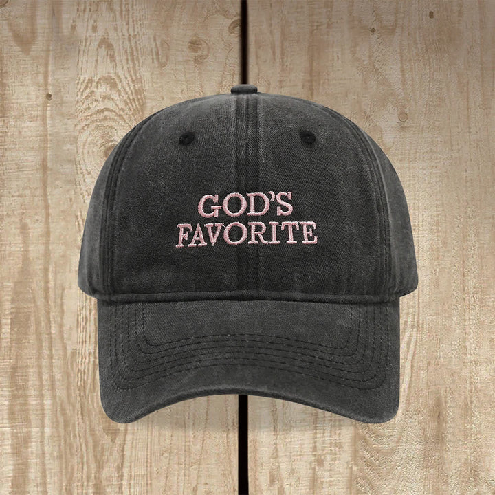 Christianartworkshop Faith-Filled God's Favorite Washed Baseball Cap - Black - image 0