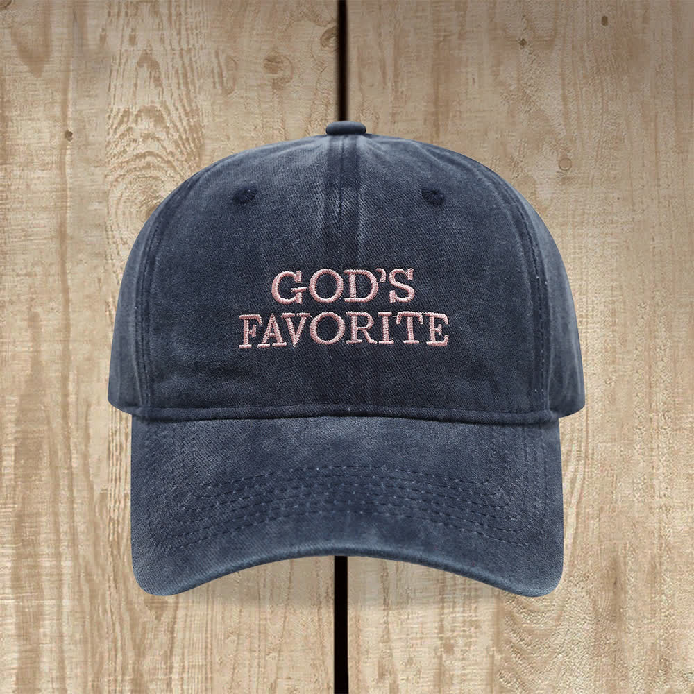 Christianartworkshop Faith-Filled God's Favorite Washed Baseball Cap - Navy Blue - image 6
