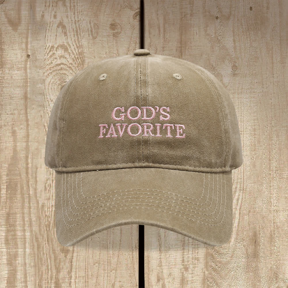 Christianartworkshop Faith-Filled God's Favorite Washed Baseball Cap - Khaki - image 5