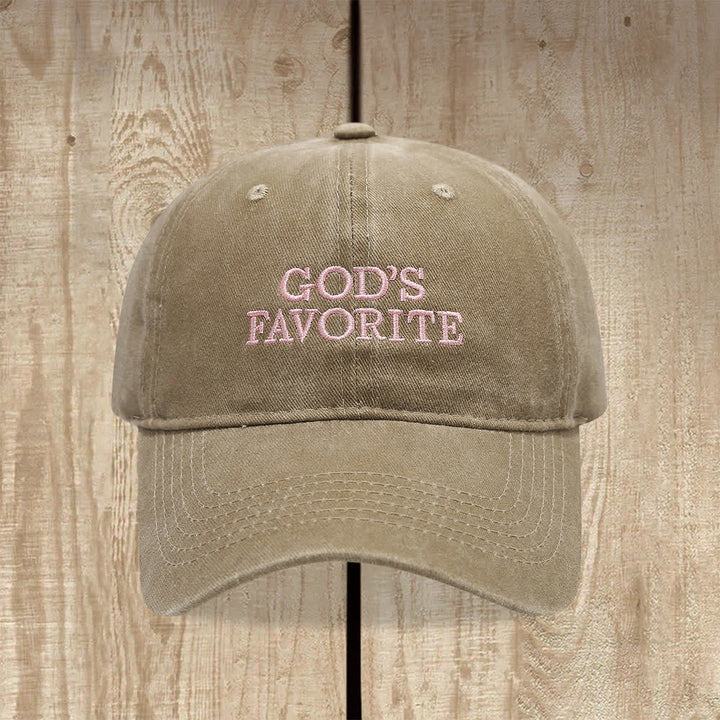 Christianartworkshop Faith-Filled God's Favorite Washed Baseball Cap - Khaki - image 5