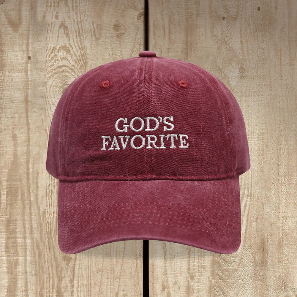 Christianartworkshop Faith-Filled God's Favorite Washed Baseball Cap - Wine - image 4