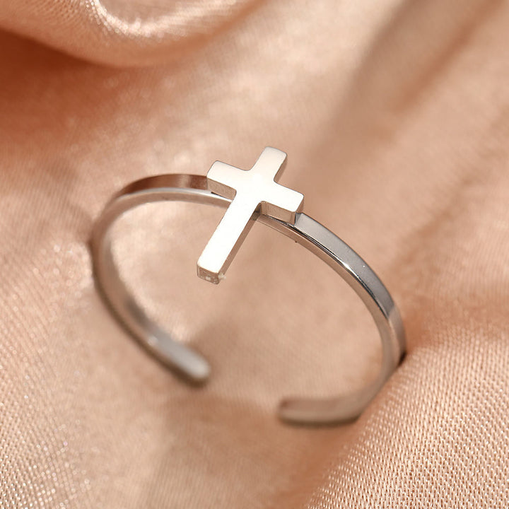 Christianartworkshop Minimalist Cross Open Ring: A Symbol Of Devout Faith & Spiritual Grace - Silver - image 4
