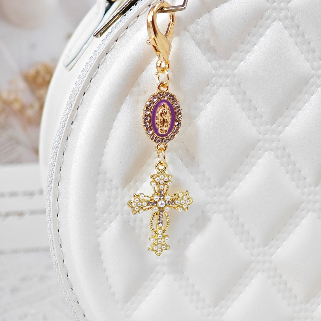 Christianartworkshop Ornate Our Lady Medallion Cross Keychain: Emblem Of Redemption & Spiritual Protection - Purple - image 6