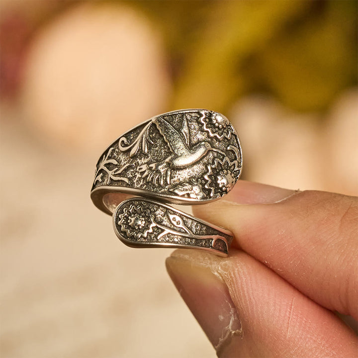 Christianartworkshop Hummingbird Holy Spirit Adjustable Wrap Ring: Emblem of Divine Grace & Natural Joy - image 1