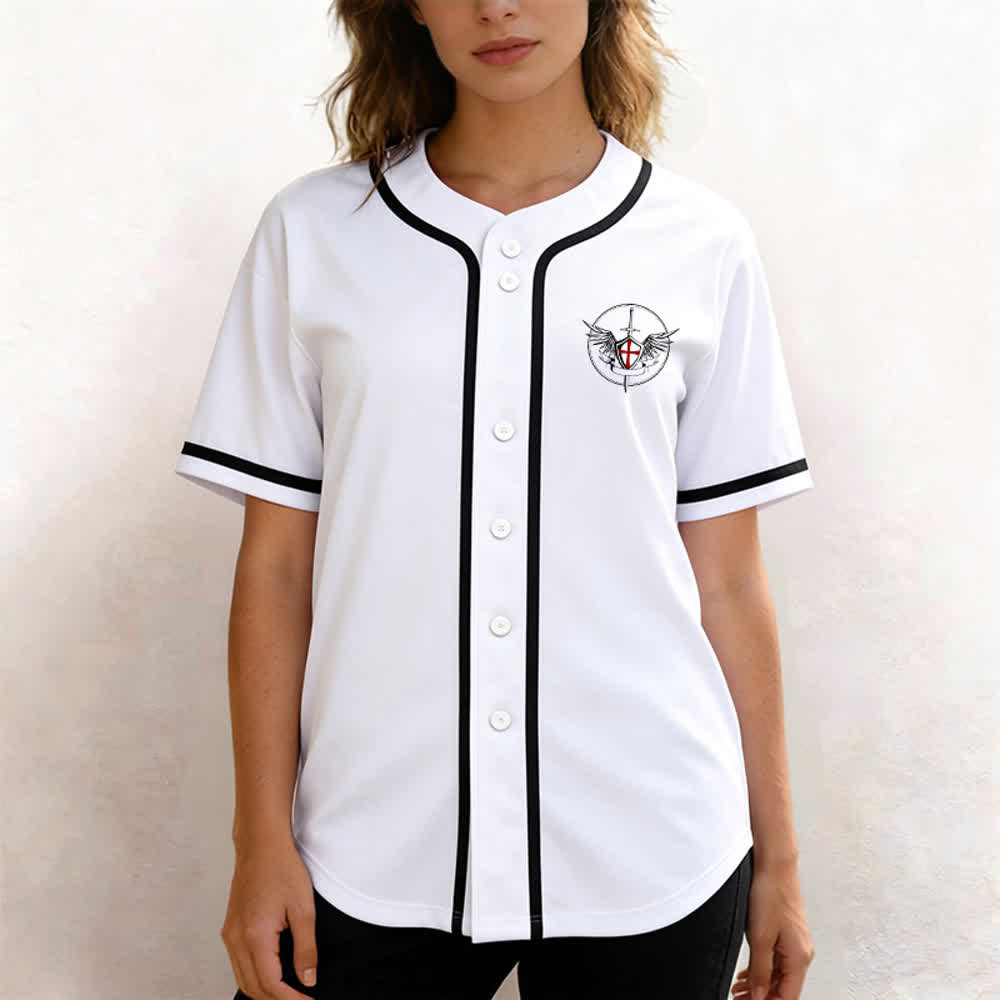 Christianartworkshop St.Michael Archangel Defend Us Unisex Baseball Jersey - image 4