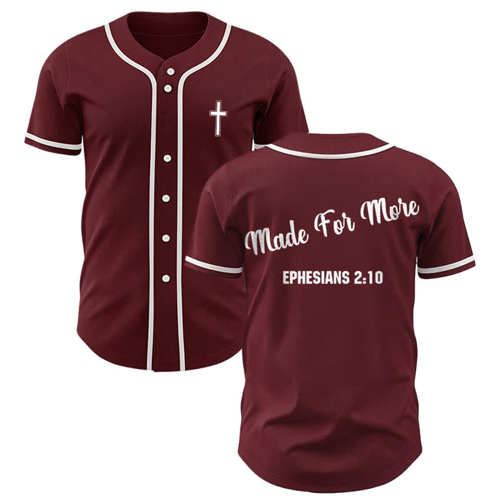 Christianartworkshop Made For More Ephesians 2:10 Unisex Baseball Jersey - Wine - 5XL - image 0