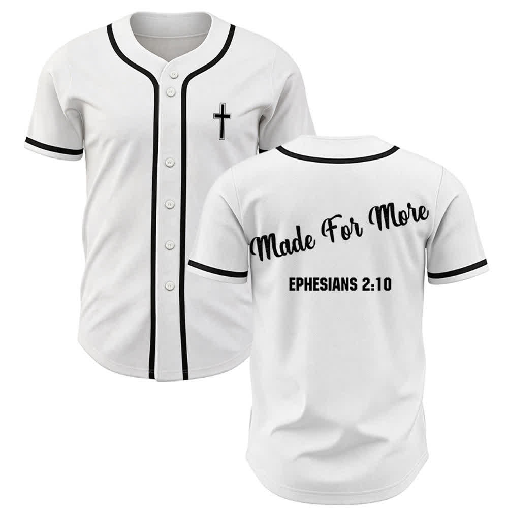 Christianartworkshop Made For More Ephesians 2:10 Unisex Baseball Jersey - White - 5XL - image 7