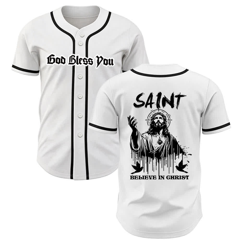 Christianartworkshop Saint Believe In Christ Unisex Baseball Jersey - White - 5XL - image 0