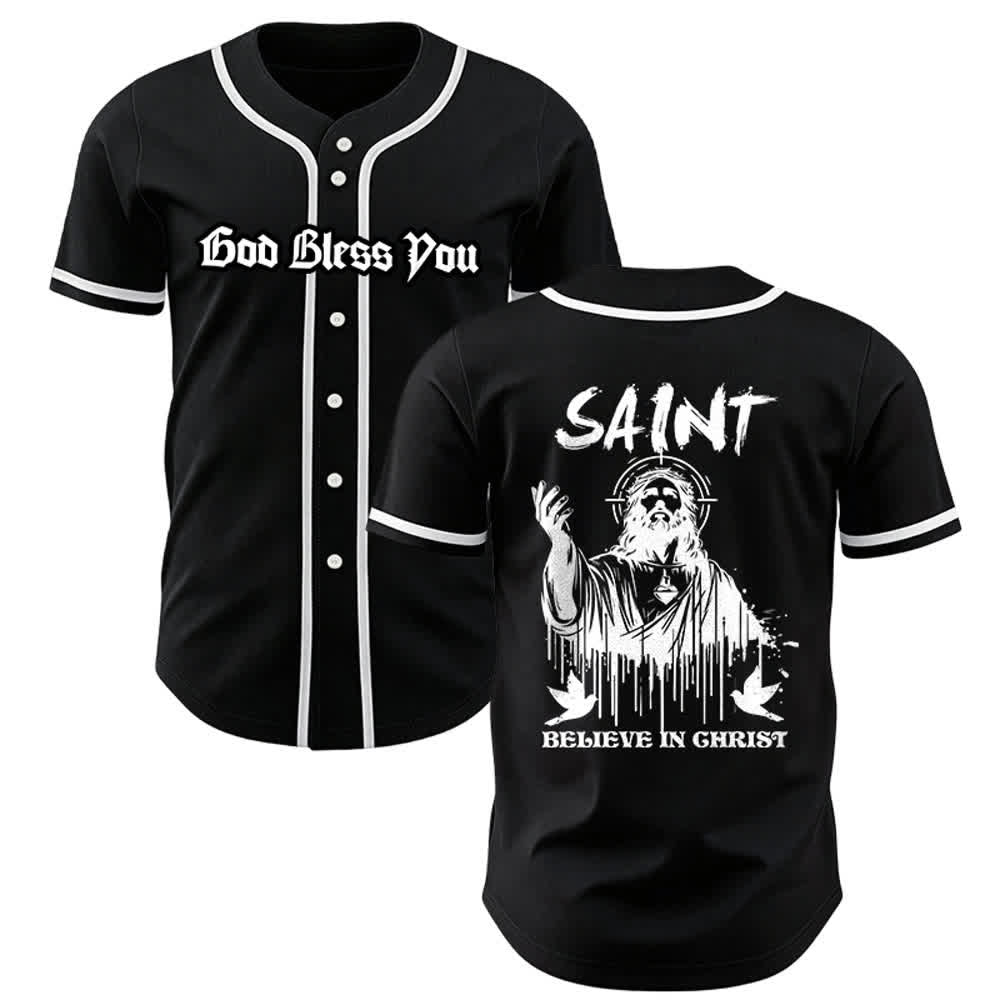 Christianartworkshop Saint Believe In Christ Unisex Baseball Jersey - Black - 5XL - image 7