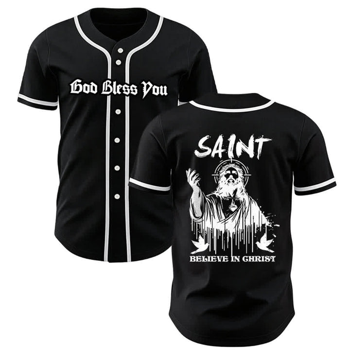 Christianartworkshop Saint Believe In Christ Unisex Baseball Jersey - Black - 5XL - image 7