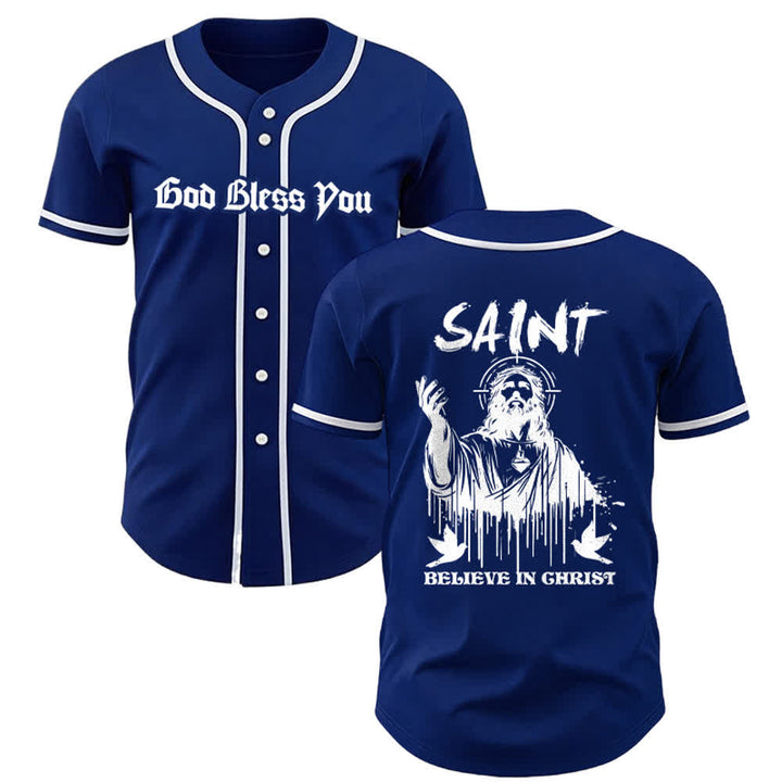 Christianartworkshop Saint Believe In Christ Unisex Baseball Jersey - Navy Blue - 5XL - image 19