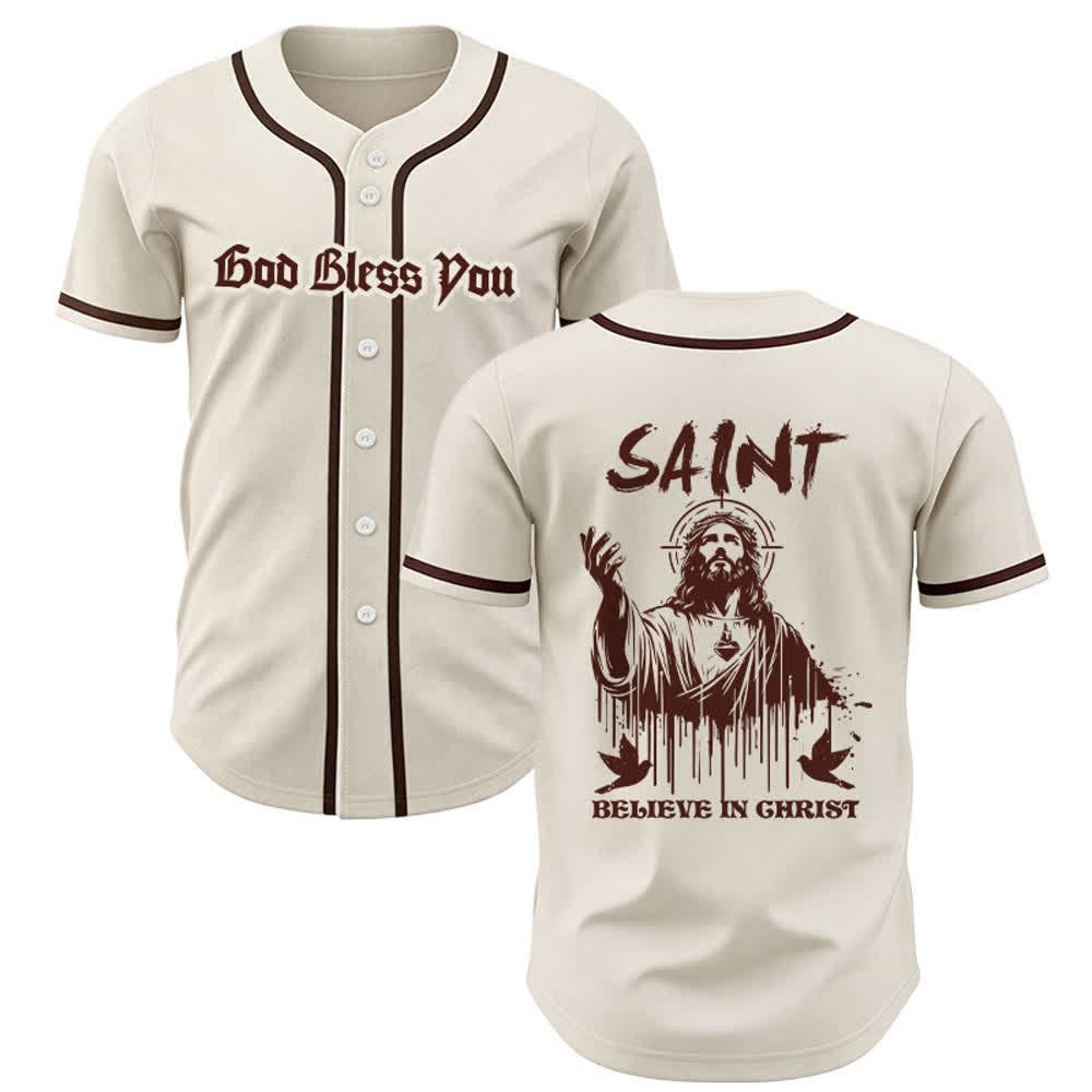 Christianartworkshop Saint Believe In Christ Unisex Baseball Jersey - Apricot - 5XL - image 25
