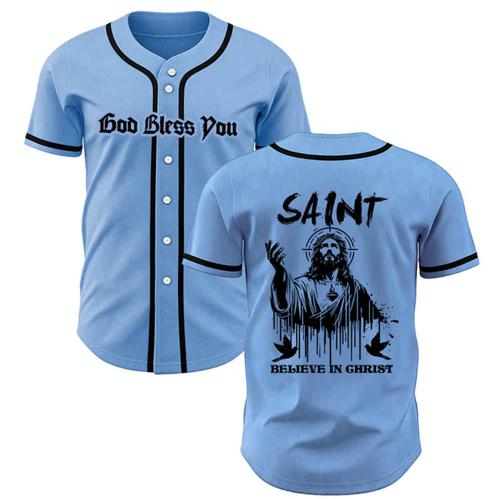 Christianartworkshop Saint Believe In Christ Unisex Baseball Jersey - Blue - 5XL - image 16
