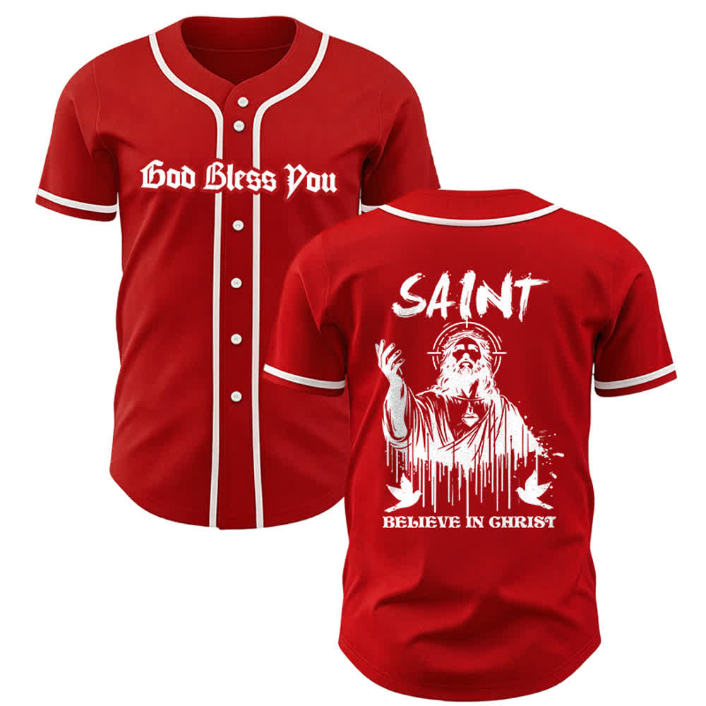 Christianartworkshop Saint Believe In Christ Unisex Baseball Jersey - Red - 5XL - image 10