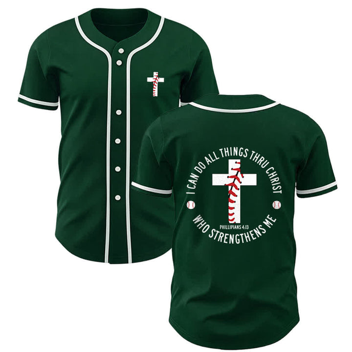 Christianartworkshop Philippians 4:13 I Can Do All Things Unisex Baseball Jersey - Green - 5XL - image 25
