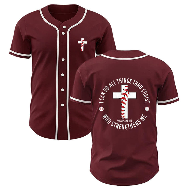 Christianartworkshop Philippians 4:13 I Can Do All Things Unisex Baseball Jersey - Wine - 5XL - image 16