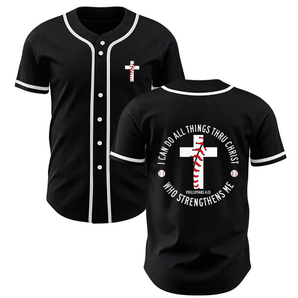 Christianartworkshop Philippians 4:13 I Can Do All Things Unisex Baseball Jersey - Black - 5XL - image 10