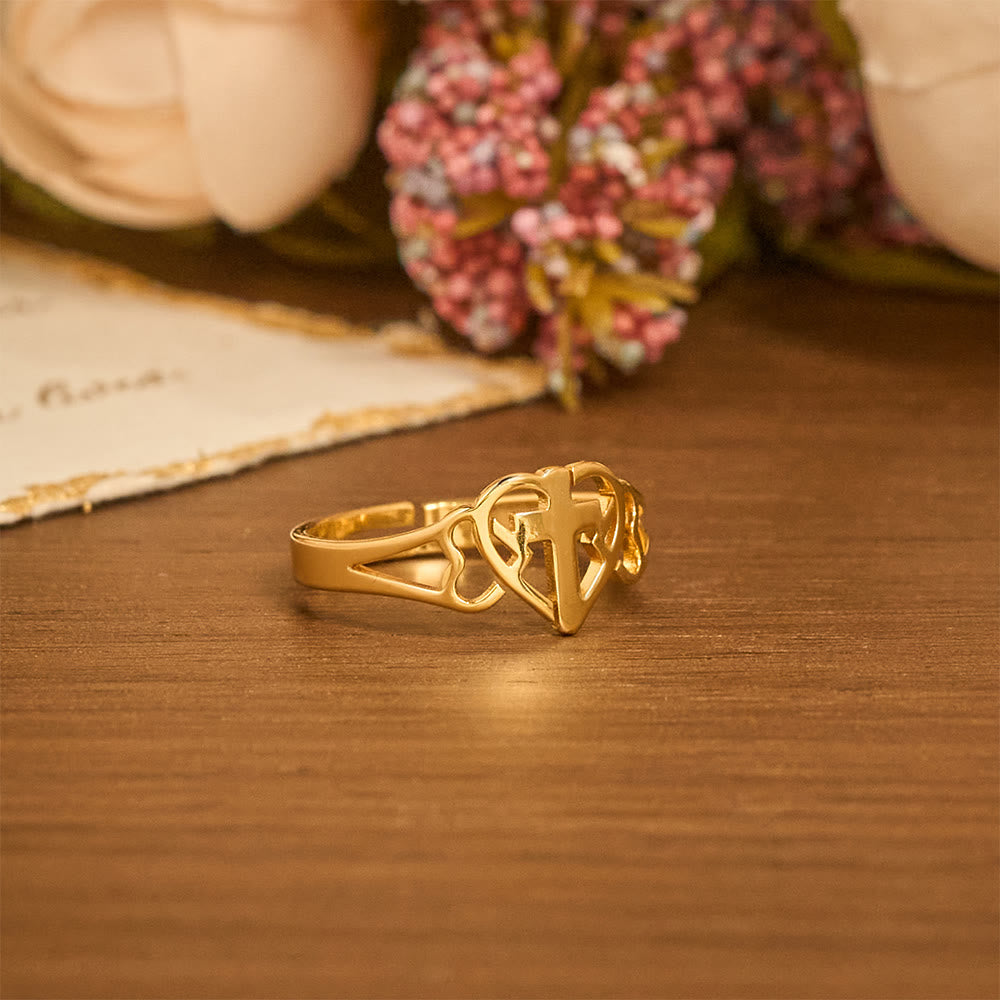 Christianartworkshop Timeless Heart Cross Adjustable Ring: A Gift Of Grace & Divine Intercession - image 5