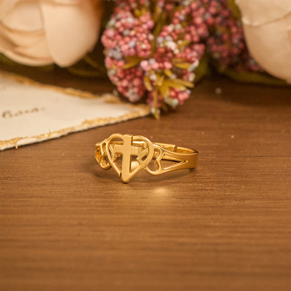 Christianartworkshop Timeless Heart Cross Adjustable Ring: A Gift Of Grace & Divine Intercession - image 4