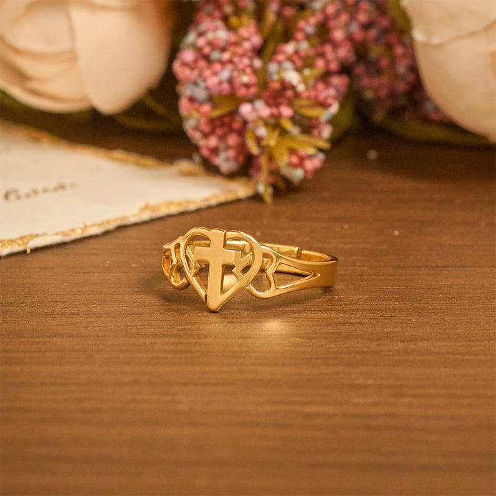 Christianartworkshop Timeless Heart Cross Adjustable Ring: A Gift Of Grace & Divine Intercession - image 4