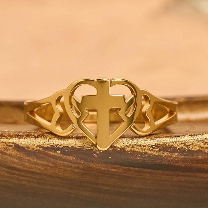 Christianartworkshop Timeless Heart Cross Adjustable Ring: A Gift Of Grace & Divine Intercession - image 3