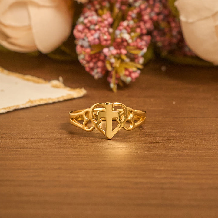 Christianartworkshop Timeless Heart Cross Adjustable Ring: A Gift Of Grace & Divine Intercession - image 6