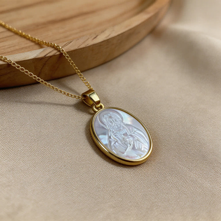 Christianartworkshop Natural White Pearl Saint Necklace: Sacred Heart, Jesus, Our Lady & St. Michael - image 8