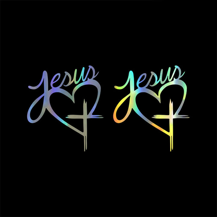 Christianartworkshop Jesus Heart & Cross Accent Car Sticker: A Gentle Nudge to Pause and Pray - Laser - Set of 10 - image 8