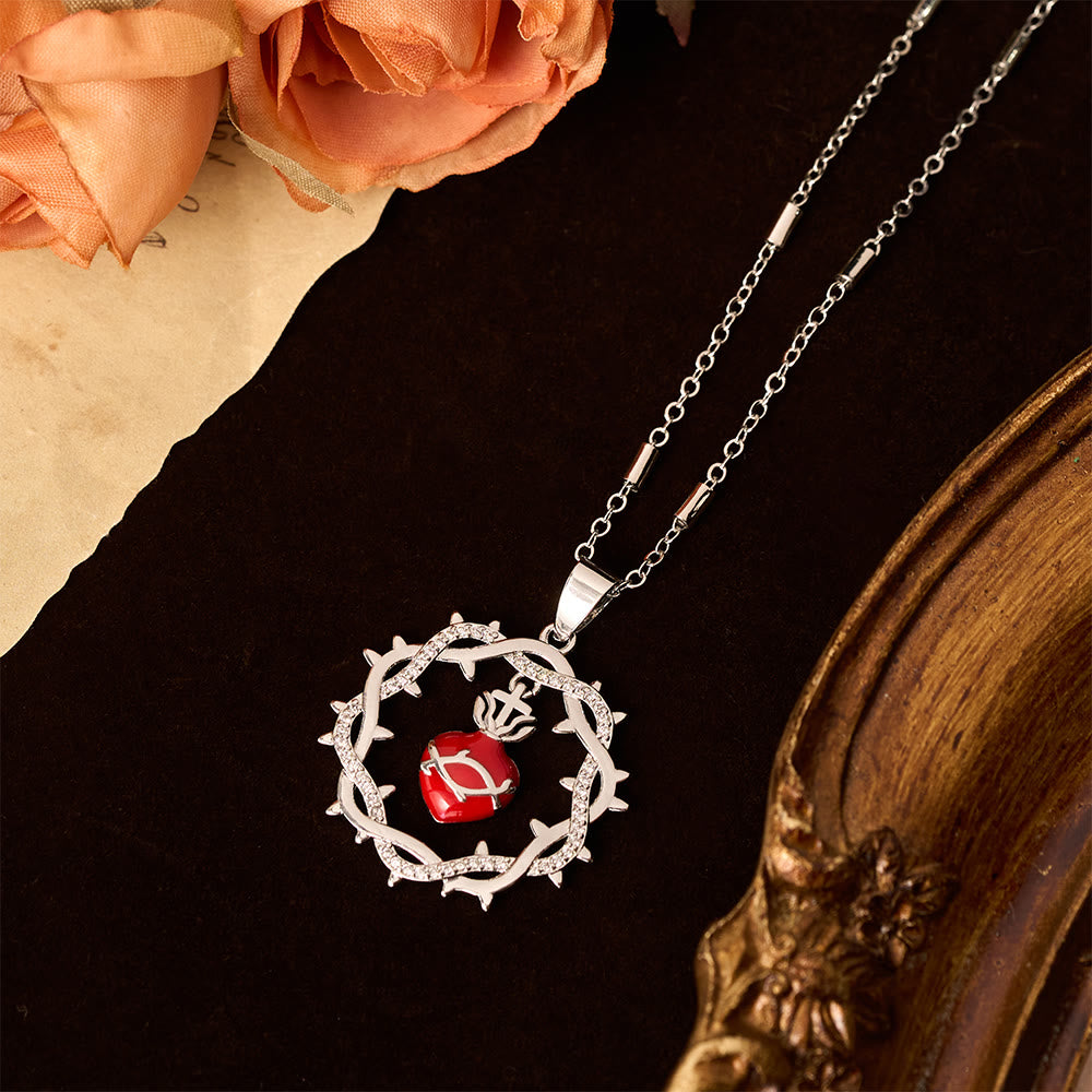 Christianartworkshop Thorn-Wreathed Sacred Heart Dual-Tone Necklace: Emblem of Divine Love - image 4