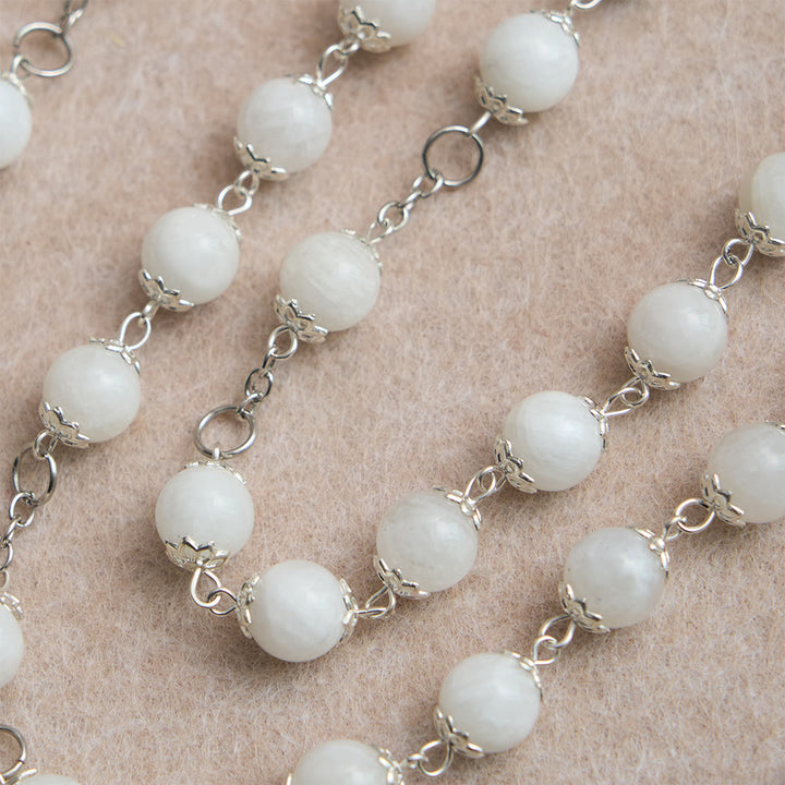 Christianartworkshop Marian Grace Moonstone Rosary: Silver-Toned Crucifix for Sacred Devotion - image 5