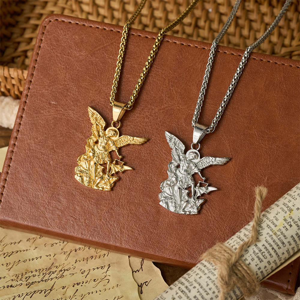 Christianartworkshop Dual-Color St. Michael Archangel Pendant Necklace: Emblem of Divine Protection - image 1