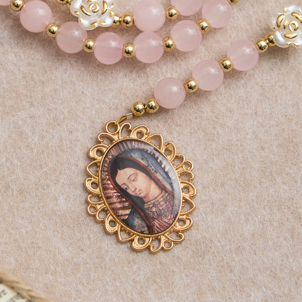 Christianartworkshop Rose Quartz Seven Sorrow Rosary with Sacred Heart: Emblem of Marian Compassion - image 7