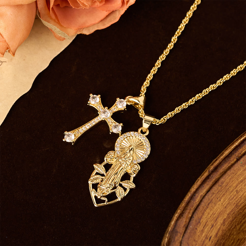Christianartworkshop Ornate Our Lady & Winged Cross Faith Necklace Set: Emblem of Spiritual Protection - image 6