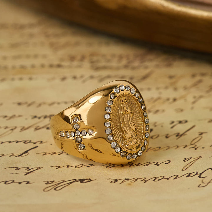 Christianartworkshop Bold Our Lady Cross Signet Ring: Anchor Your Heart in Marian Faith - image 4