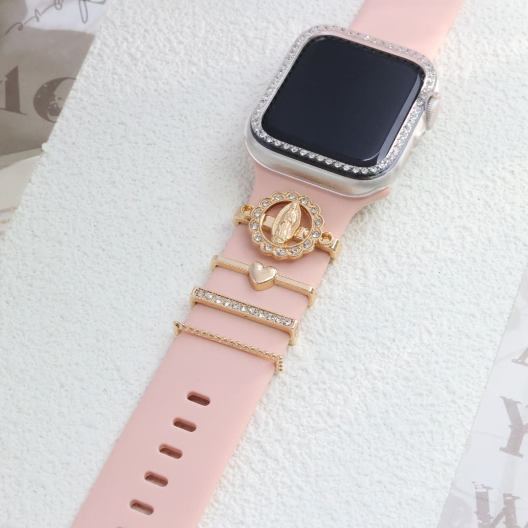 Christianartworkshop Our Lady Zircon iWatch Band Charm Set: Carry the Light of Marian Love - Golden - image 6