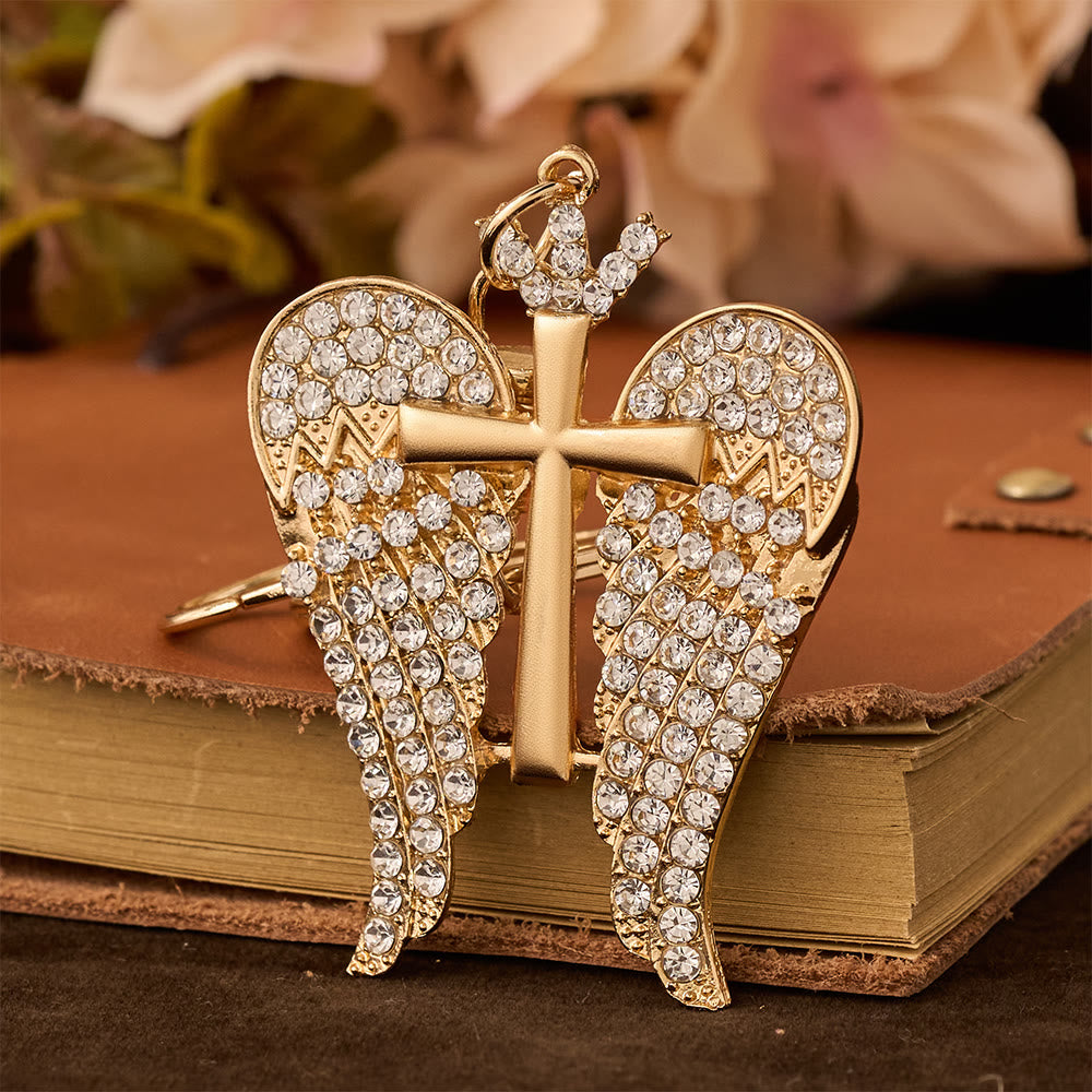 Christianartworkshop Winged Cross CZ Keychain: Trust In The Lord - White Zircon - image 3