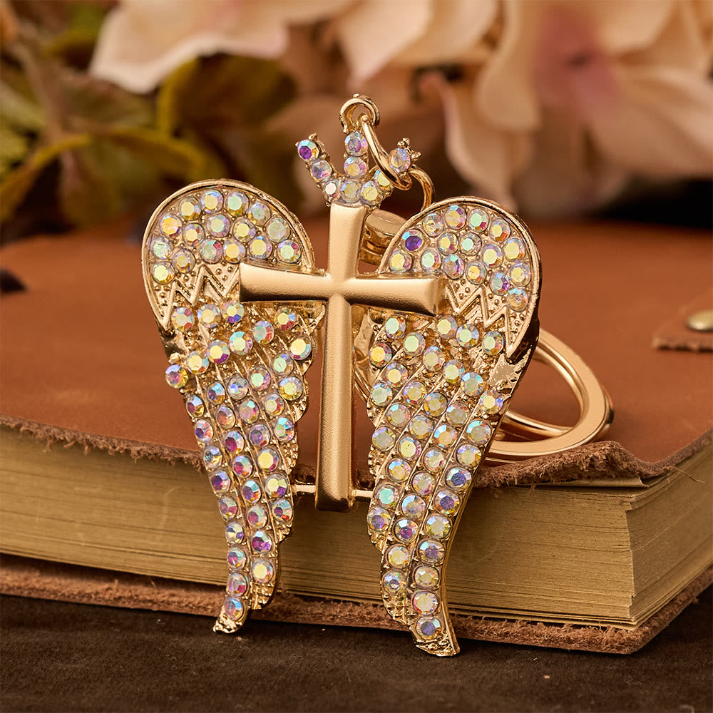 Christianartworkshop Winged Cross CZ Keychain: Trust In The Lord - Multicolored Zircon - image 0