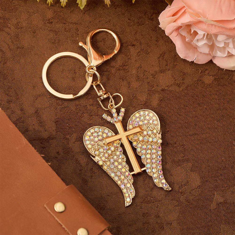 Christianartworkshop Winged Cross CZ Keychain: Trust In The Lord - image 1