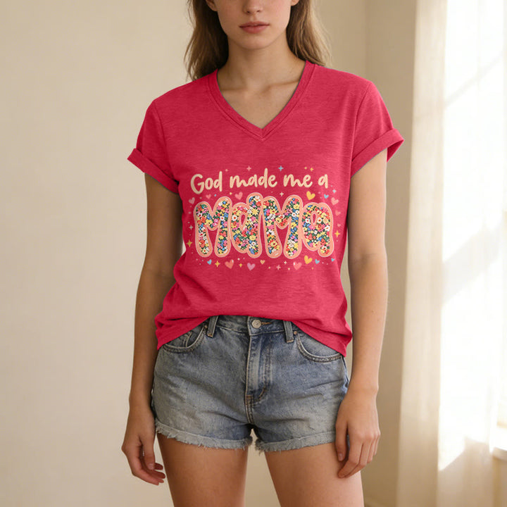 Christianartworkshop God Made Me A Mama Casual V-neck T-shirt - image 23