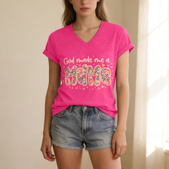 Christianartworkshop God Made Me A Mama Casual V-neck T-shirt - image 25