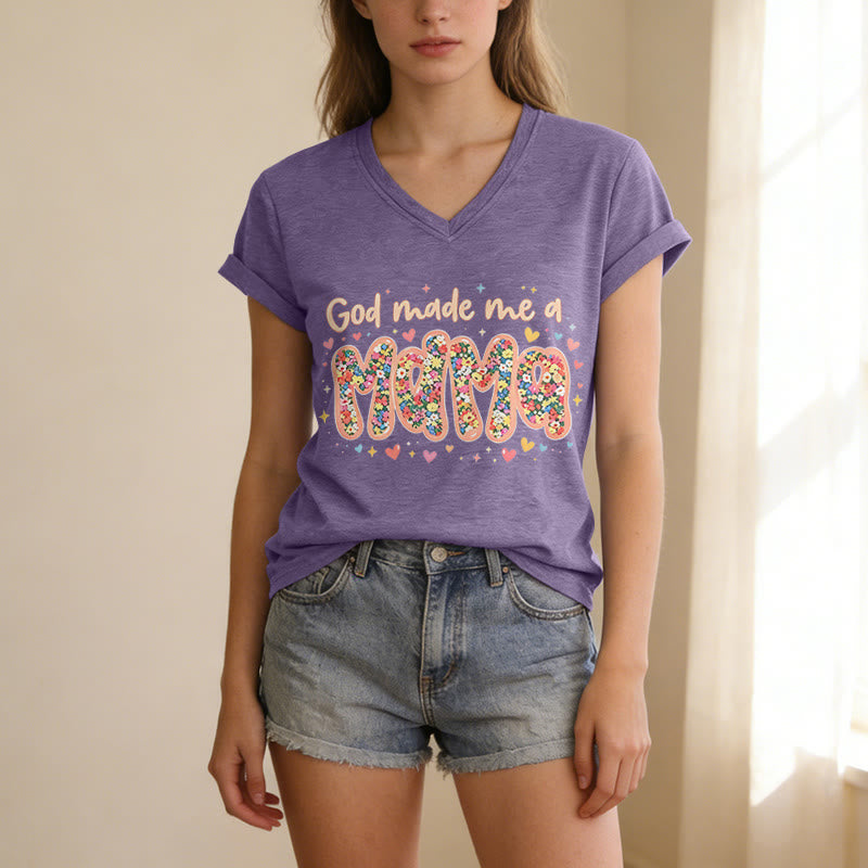 Christianartworkshop God Made Me A Mama Casual V-neck T-shirt - image 17