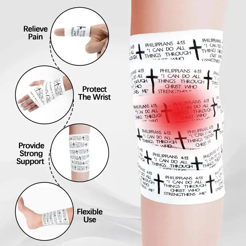 Christianartworkshop Proverbs 3:5 & PH 4:13 Bible Verse Athletic Tape: Cross Faith Wrist Support Wrap - image 9
